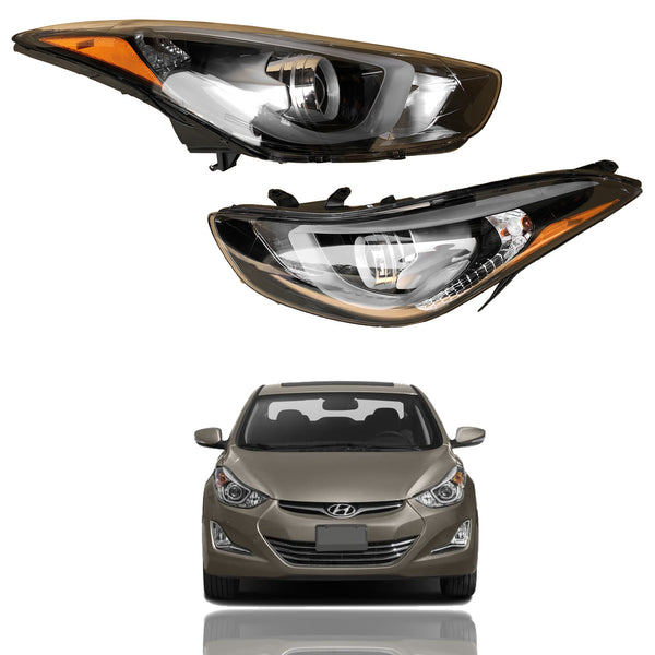2014 2015 2016 Hyundai Elantra Headlight Assembly with LED Projector Left Right Pair by AutoModed
