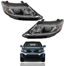 2014 2015 Kia Sorento EX SX Headlight Assembly Halogen with LED DRL Projector Left Right Pair by AutoModed