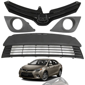 2014 2015 2016 Toyota Corolla L LE CE Front Upper Lower Grille With Fog Covers Set by AutoModed
