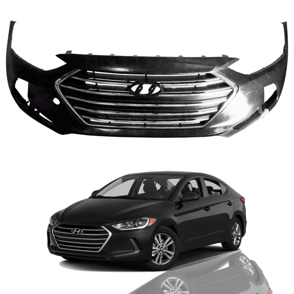 2017 2018 Hyundai Elantra Front Bumper Cover and Lower Grille Assembly Set Pick-up Only by AutoModed