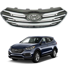 2017 2018 Hyundai Santa Fe Sport  Front Upper Radiator Grille Assembly With Out Camera Hole by AutoModed