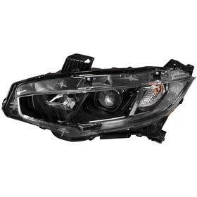 For 2016 2017 2018 2019 2020 2021 Honda Civic Black Headlight Headlamp Halogen LED Left Driver Side by Automoded