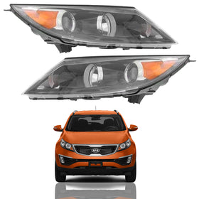 2011 2012 KIA Sportage Front Headlight Headlamp Assembly Halogen Left Right Pair by Automoded