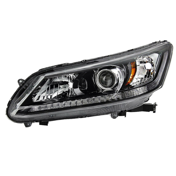 2013 2014 2015 Honda Accord Sedan Headlight Assembly Halogen Black & Chrome Driver Side by AutoModed