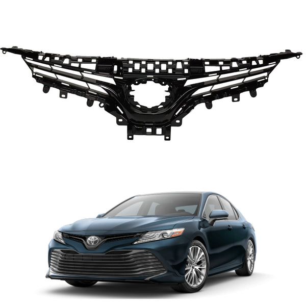 2018 2019 2020 Toyota Camry L LE XLE Front Upper Bumper Grill Grille Assembly Black by AutoModed