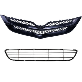 2007 2008 Toyota Yaris Sedan Front Upper and Lower Bumper Grille Assembly Set by AutoModed