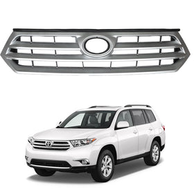 2011 2012 2013 Toyota Highlander Front Upper Bumper Grille Assembly Silver by AutoModed