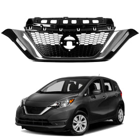 2017 2018 2019 Nissan Versa Note Front Upper Bumper Grille Assembly Chrome Black by AutoModed