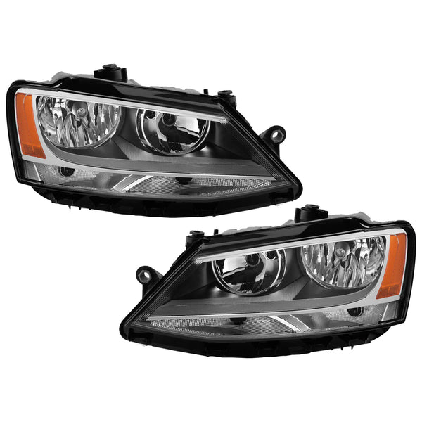 2011 2018 Volkswagen Jetta Halogen Headlight Assembly Left Right Pair by AutoModed