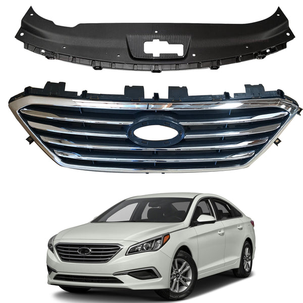 2015 2017 Hyundai Sonata Front Upper Bumper Grille & Radiator Sight Shield Cover Assembly by Automoded