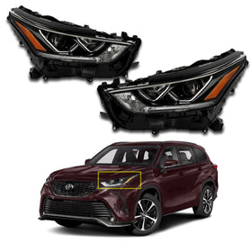 For 2020 2021 2022 Toyota Highlander Limited Headlight Headlamp Assembly LED Projector Left Right Driver Passenger Side Pair Set 2Pcs TO2502294 TO2503294 by Automoded