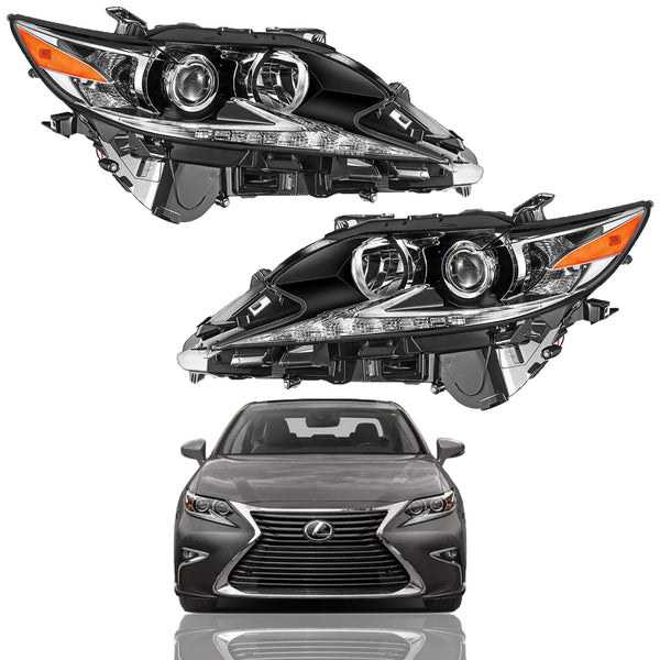 2016 2017 2018 Lexus ES350 ES300H Front LED DRL Projector Headlights Assembly Left Right Pair by Automoded
