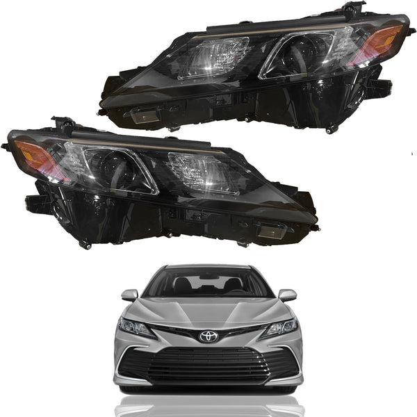 2021 2022 Toyota Camry LE SE Nightshade TRD Black Accent Headlight Assembly LED Left Right Pair by Automoded