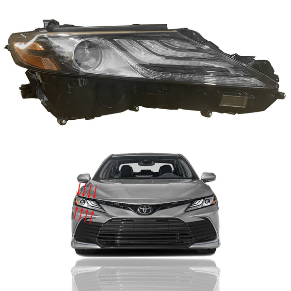 2021 2022 Toyota Camry XSE XLE Black Accent Headlight Assembly Full LED Non-Adaptive Passenger Side by AutoModed