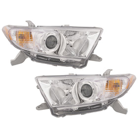 2011 2012 2013 Toyota Highlander Halogen Projector Headlight Headlamp Assembly Left Right Pair by Automoded