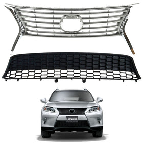 2013 2014 2015 Lexus RX350 Sport Front Bumper Upper & Lower Grilles Assembly Set Pair by AutoModed